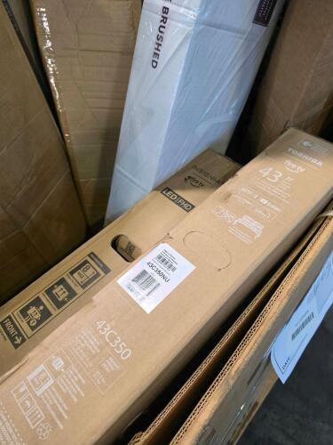 Flooring, 43 inch Toshiba TV, insignia fire TV, GARVEE, refrigerator, & More