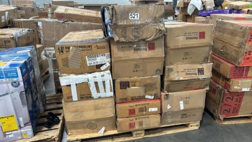 Mega pallet trampoline and swimming pool boxes some complete and some partial sets