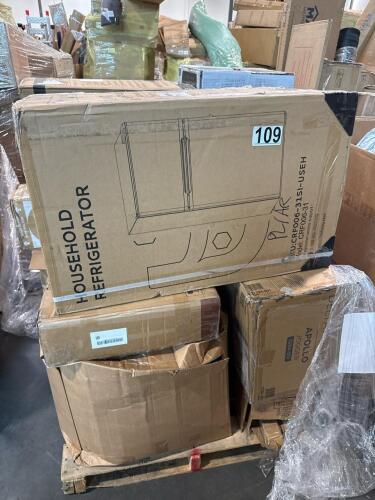 Microwave, crown shades, luggage, mattress, swimming pool piece, delta children Apollo jogger, compact refrigerator,