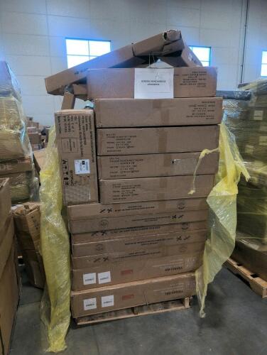 office chair, multiple deck boxes, etc
