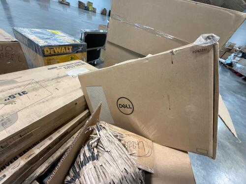 Nitro curved gaming monitor, Dell monitor, box of chargers, & More