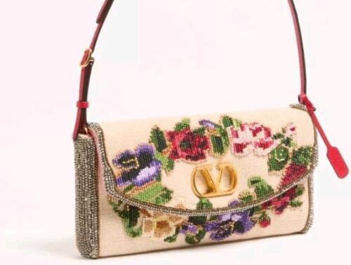 Valentino Garavani Devain Embroidered Small Shoulder Bag, authentic