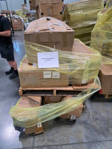 (3) rolled mattresses, white compressed sofa,