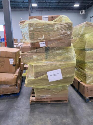 Multiple deck boxes, chair pieces, miscellaneous furniture