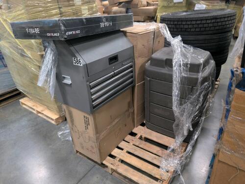 Rain barrel, chairs, coverland, husky toolbox, cushions and more