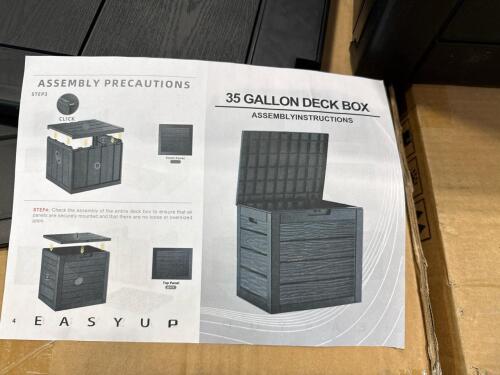 pallet of storage boxes