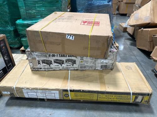 sofa, atomic 4-in-1 table game, four-tier industrial strength storage rack, keter storage bench