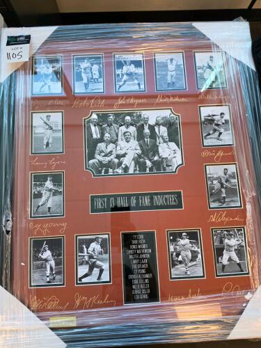 first 13 Hall of Fame baseball inductees framed memorabilia