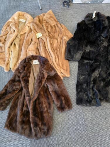 4 vintage fur coats. one rabbit two mink