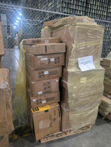 Multiple KORSER chair pieces, pet bathtub, deck boxes, and