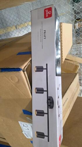 Globe lighting, bedding, banner stand, receptacle boxes, & More