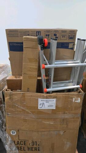 Little giant ladder, deck box, TCL 50 inch TV, cabinet, BASO lighting, & More