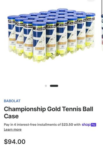 Three boxes BABOLAT gold championship tennis balls 24 canisters X three balls