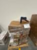 Storage tote, rolled mattress, miscellaneous furniture, plastic fishing organizer, and more
