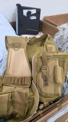 Privacy screen, tote, gloves, utility vest, white duck tarp, crossword books, cutting boards, and more