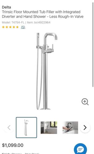 Delta transit floor mount tub filler, T4 754PNFL