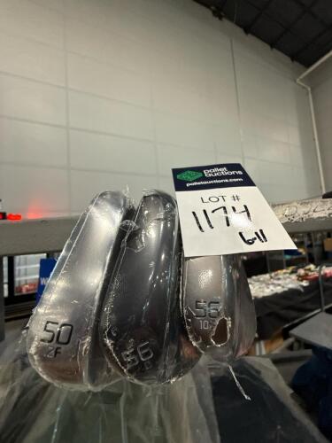 Three Titleist golf wedges, 56 and 50