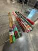 large lot of baseball and softball bats