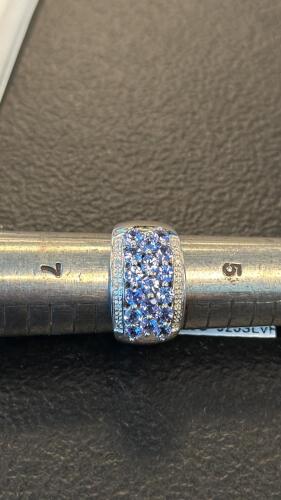 tanzanite and diamond sterling silver ring