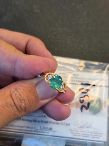 emerald and diamond sterling silver