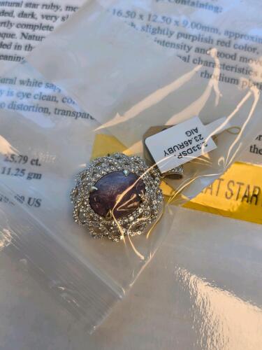 star ruby and white sterling silver pendant and necklace