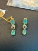 emerald and diamond sterling silver earrings