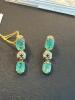 emerald and diamond sterling silver earrings - 2