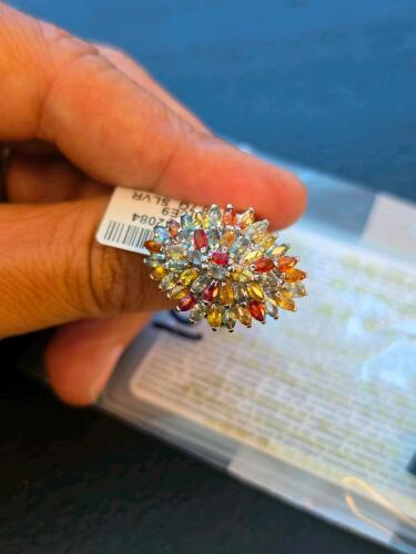 p multicolor Sapphire and sterling silver ring