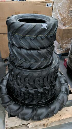 4 industrial tires and 1 tractor tire