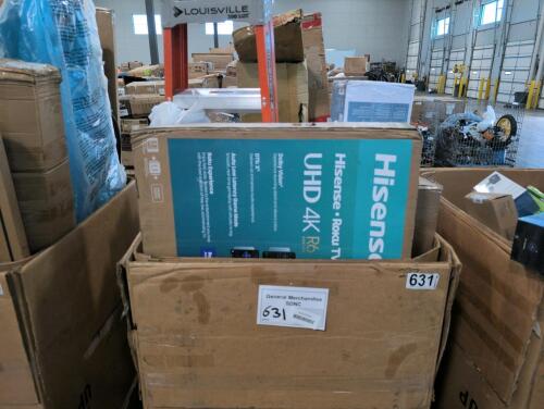 HISENSE 58 inch TV not tested, RAV4 crossbars, rug, automotive part, Louisville ladder, underlayment, speed bump, & More