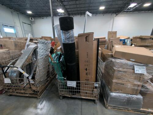 Rolled material, rug,Queen mattress, eight cube organizer, ladder, mirror, & More