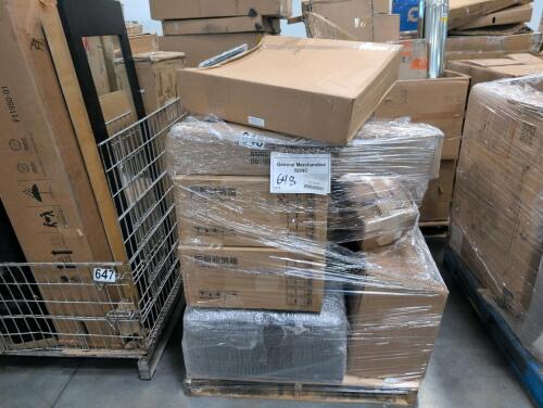 Rolled material, rug,Queen mattress, eight cube organizer, ladder, mirror, & More