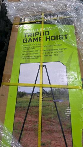 tires and rims, game hoist tripod and other items