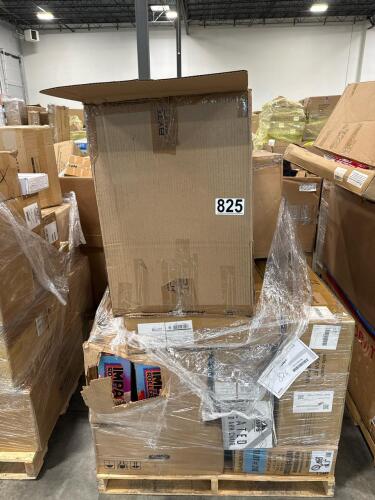 Box of portable fans, furniture pieces, rollerskates, heated armchair, kids bicycle, Toyota Camry rim, & More