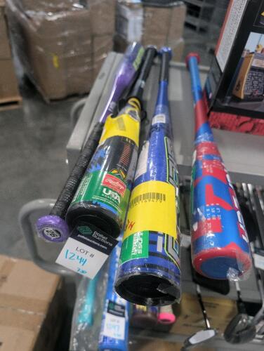 baseball bats: Easton, Rawlings, Easton