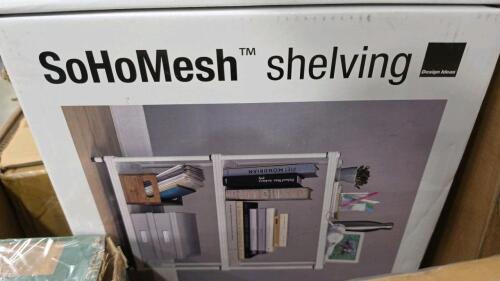 3M filters, Pony pad, storage container, artificial olive tree, rug, shelving, fishing pole, poster boards, & More