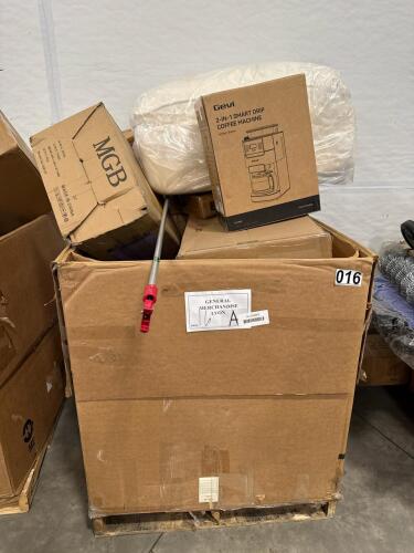 Luggage, cushions, grabber, GEVI coffee machine, folding chair, & More