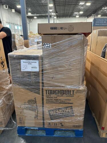 Hurricane fan, two Lenovo L2 four monitors, industrial part, ride on ATV for kids, locking box tough belt, & More