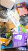 Pillows, hydro flasks, bait, stake knives, sheets, undergarments, cookware, scraper, glow bracelets, eye mask, tent, phone holder, books, raincoat, tape, towels, speaker, LEWS packs, bathmat, bottles, & More - 9