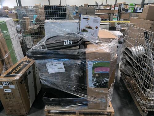 Garbage can, swimming pool, outdoor buffet storage cabinet, WORX trimmer, WHEEL EEZ balloon Will, & More