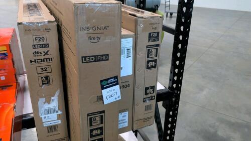 four miscellaneous monitors / fire TV