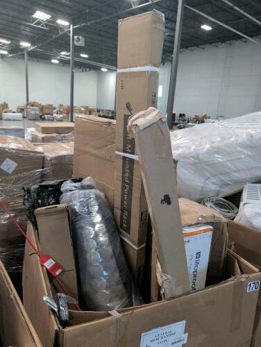 Mattress, wall mounted power rack, crest golf putter, golf iron, post sleeve, fishing pole and more