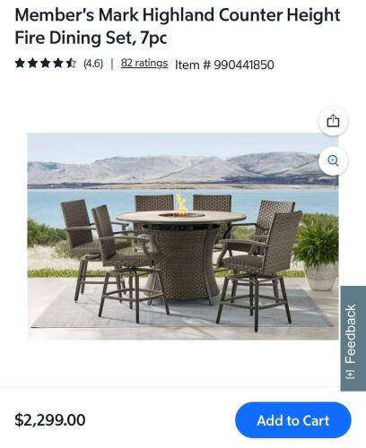 highland collection seven-piece counter height dining set