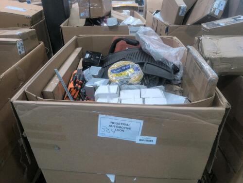industrial and automotive items, Romex electrical wiring, Hillman framing box nails, rubber mats, hilti Betsy, tape, jorgensen four piece, small Tire and other industrial and automotive items