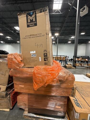 Athena collection seven piece fire high dining set box 103 only, seven-piece expandable dining set logs two of two only, barbecue at the bottom etc