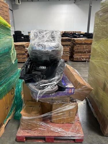 Miscellaneous pallet, king mattress, office chair, Roku 40 inch TV, stroller, & More