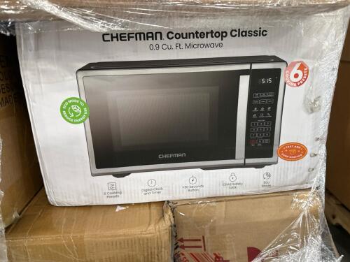 Microwave, sofa piece, chair, World Cup soccer balls, and more