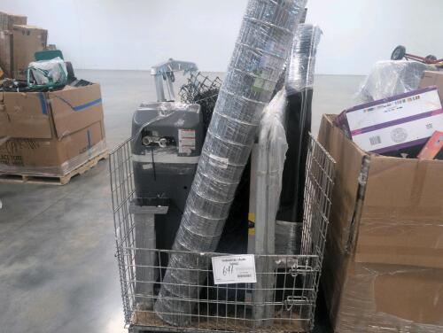 Large pipe wrench, chain-link, stair stringers, tripod, whirlpool water softener, welded wire Fencing, & More