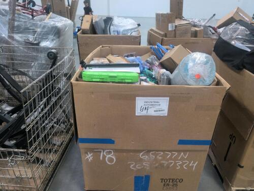 Industrial/automotive, hair pins, tape, tools, hex screws, box cutters, Fencing, seat post, wiper blades, metal brackets, patio door handle pieces, leaf blower, and much more
