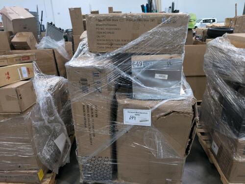 Misc furniture, sit to stand patient lift, Rubbermaid cart, batteries, mattress, electric standing desk, cement mixer and more